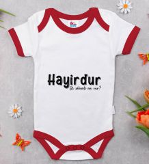 BK Kids Hayirdur Tasarımlı Kırmızı Bebek Body Zıbın-1