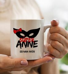 BK Gift Kişiye Özel Fotoğraflı Süper Anne Bebek Yastık ve Kupa Bardak Hediye Seti-6, Anneye Hediye, Anneler Günü Hediyeleri