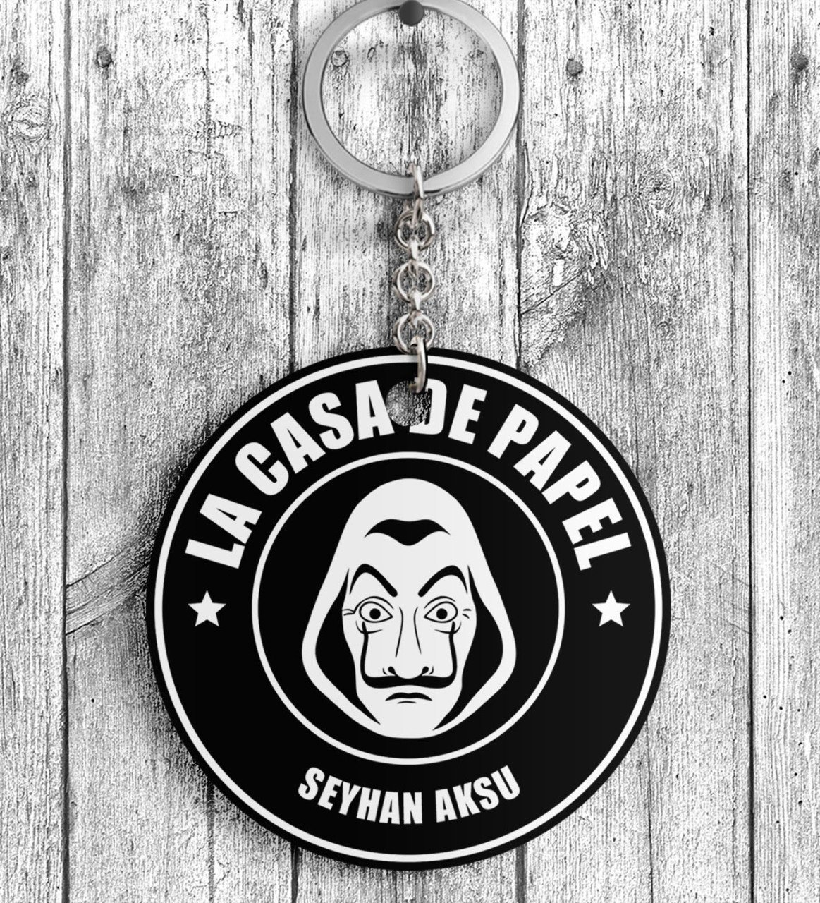 Kişiye Özel La Casa De Papel Ahşap Anahtarlık - 5