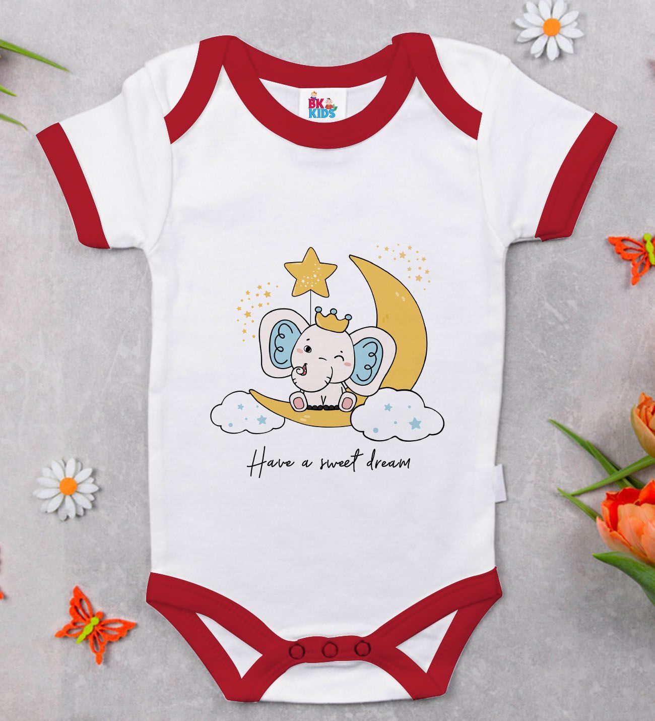 BK Kids Have A Sweet Dream Tasarımlı Kırmızı Bebek Body Zıbın-1