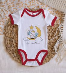 BK Kids Have A Sweet Dream Tasarımlı Kırmızı Bebek Body Zıbın-1