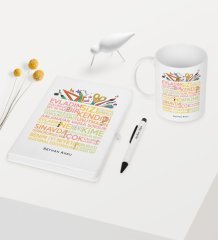 Kişiye Özel Öğretmen Sözleri Temalı Beyaz Defter Kalem Kupa Seti - 1
