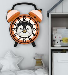 BK Gift Kişiye Özel Hayvan Figürlü Retro Çalar Saat Tasarımlı Kabartma Figürlü Ahşap Çocuk Duvar Saati-6, Ev Dekoru, Çocuk Odası Aksesuar
