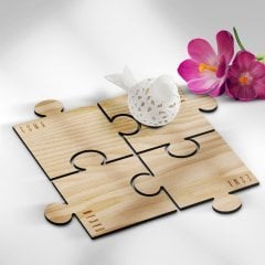 Kişiye Özel Puzzle Ahşap Bardak Altlığı - 3 (4 Adet)