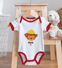 BK Kids Havalı Ol Tasarımlı Kırmızı Bebek Body Zıbın-1