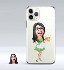 Kişiye Özel Bayan Karikatürlü iPhone 11 Pro İnce Şeffaf Silikon Telefon Kapağı-30