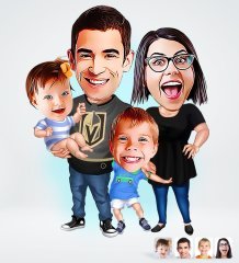 Kişiye Özel Aile Tasarımlı Dijital Karikatür-3
