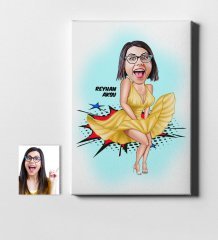 Kişiye Özel Marilyn Monroe Karikatür Kanvas Tablo (50 x 70 cm.) 1