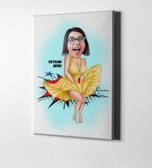 Kişiye Özel Marilyn Monroe Karikatür Kanvas Tablo (50 x 70 cm.) 1