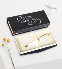 Kişiye Özel Vip 123-R Beyaz Metal Roller Kalem