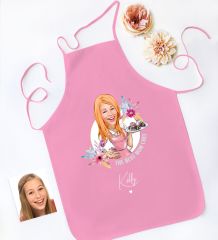 BK Gift Kişiye Özel Karikatürlü Anneler Günü Tasarımlı Pembe Mutfak Önlüğü, Aşçı Önlüğü, Şef Önlüğü, Anneye Hediye-2