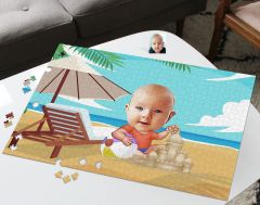 BK Gift Kişiye Özel Tatilci Çocuk Tasarımlı 1000 Parça Profesyonel Puzzle-2, 1000 Puzzle, Arkadaşa Hediye