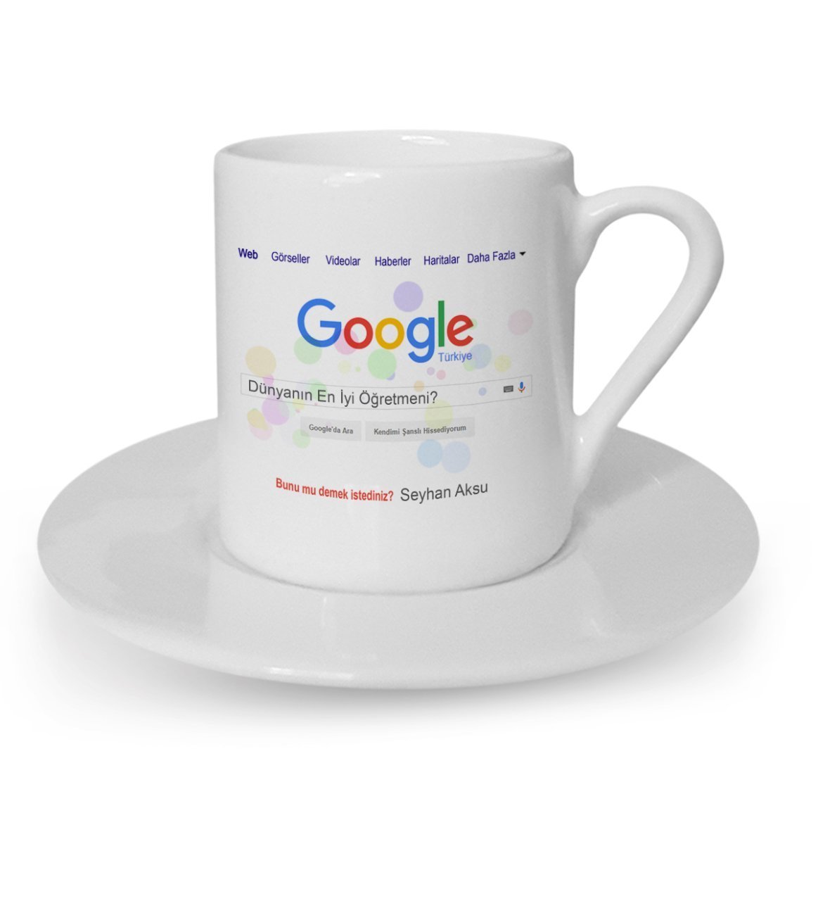 Kişiye Özel Google Dünyanın En İyi Öğretmeni Türk Kahvesi Fincanı