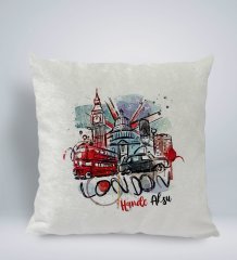 Kişiye Özel İsimli London Tasarımlı Kare Araç Koltuk Yastığı-1