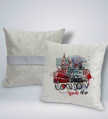 Kişiye Özel İsimli London Tasarımlı Kare Araç Koltuk Yastığı-1