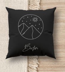 BK Gift Kişiye Özel İsimli Premium Kumaş Siyah Kırlent Yastık, Ev Hediyesi, Ev Dekorasyonu, Dekoratif Hediye-4