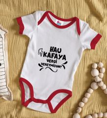 BK Kids Hau Kafaya Tasarımlı Kırmızı Bebek Body Zıbın-1