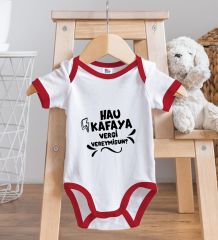 BK Kids Hau Kafaya Tasarımlı Kırmızı Bebek Body Zıbın-1