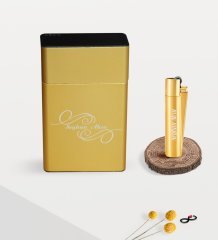 Kişiye Özel İsimli Gold Metal Sigara Tabakası ve Clipper Çakmak Seti - 3