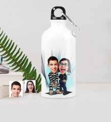 Kişiye Özel Sevgili Çift Karikatürlü Metal Suluk (500 ml.) 7