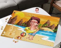 BK Gift Kişiye Özel Tatilci Çocuk Tasarımlı 1000 Parça Profesyonel Puzzle-1, 1000 Puzzle, Arkadaşa Hediye