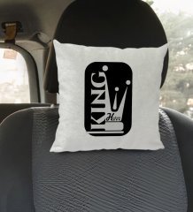 Kişiye Özel İsimli King Tasarımlı Kare Araç Koltuk Yastığı-1