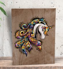 BK Gift Unicorn Tasarımlı Dekoratif Mini Kanvas Tablo 15x20cm-1