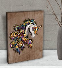 BK Gift Unicorn Tasarımlı Dekoratif Mini Kanvas Tablo 15x20cm-1