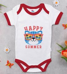 BK Kids Happy Summer Tasarımlı Kırmızı Bebek Body Zıbın-1