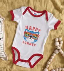 BK Kids Happy Summer Tasarımlı Kırmızı Bebek Body Zıbın-1