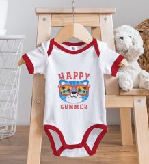 BK Kids Happy Summer Tasarımlı Kırmızı Bebek Body Zıbın-1