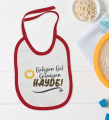 BK Kids Geliysen Gel Tasarımlı Kırmızı Bebek Mama Önlüğü-1