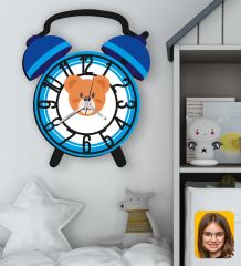 BK Gift Kişiye Özel Hayvan Figürlü Retro Çalar Saat Tasarımlı Kabartma Figürlü Ahşap Çocuk Duvar Saati-3, Ev Dekoru, Çocuk Odası Aksesuar