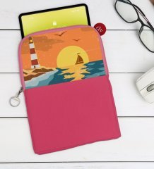 BK Gift Gemi Tasarımlı Taşınabilir Koruyucu Tablet Kılıfı & Organizer Çanta - Pembe-1