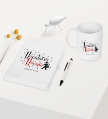 Kişiye Özel Hocaların Hocası Temalı Beyaz Defter Kalem Kupa Seti - 2
