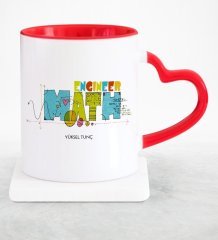 Kişiye Özel Mesleki Matematik Mühendisi Kırmızı Kalpli Kupa Bardak - 2