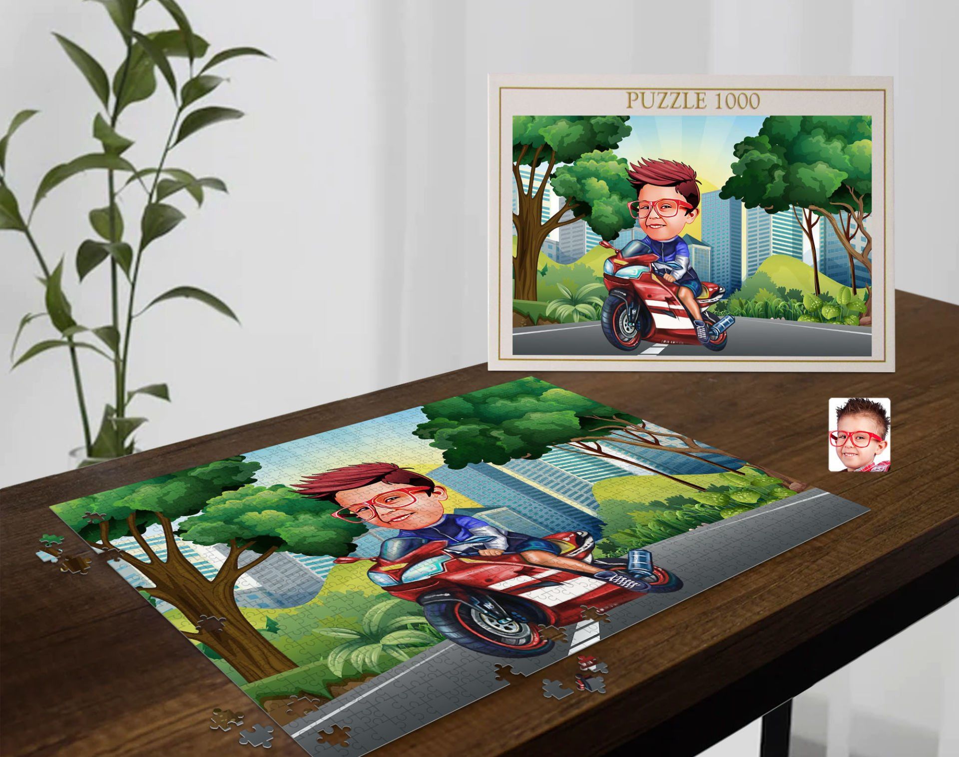 BK Gift Kişiye Özel Motorcu Çocuk Tasarımlı 1000 Parça Profesyonel Puzzle-1, 1000 Puzzle, Arkadaşa Hediye