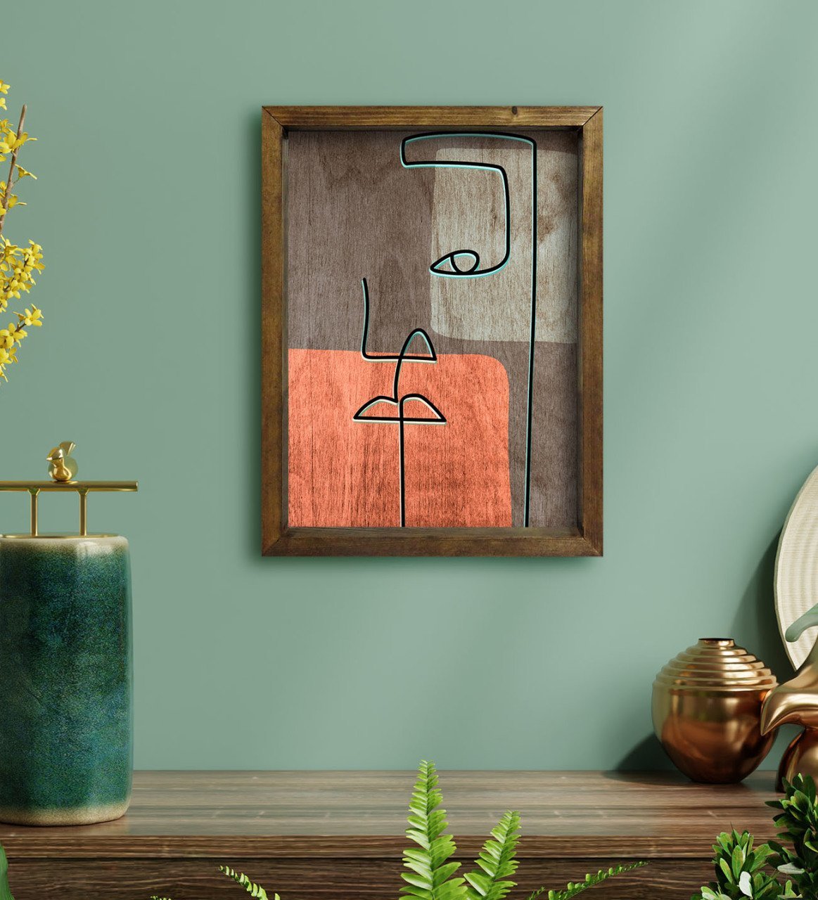 BK Home Picasso Style Tasarımlı Doğal Masif Ahşap Çerçeveli Tablo-7