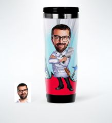 Kişiye Özel Bay Kasap Karikatürlü Çelik Termos Bardak - 1