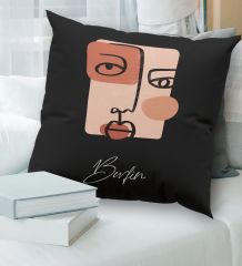 BK Gift Kişiye Özel İsimli Premium Kumaş Siyah Kırlent Yastık, Ev Hediyesi, Ev Dekorasyonu, Dekoratif Hediye-1