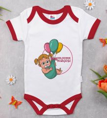 BK Kids Halasının Kızçesi Tasarımlı Kırmızı Bebek Body Zıbın-1