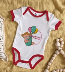 BK Kids Halasının Kızçesi Tasarımlı Kırmızı Bebek Body Zıbın-1
