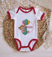BK Kids Halasının Kızçesi Tasarımlı Kırmızı Bebek Body Zıbın-1