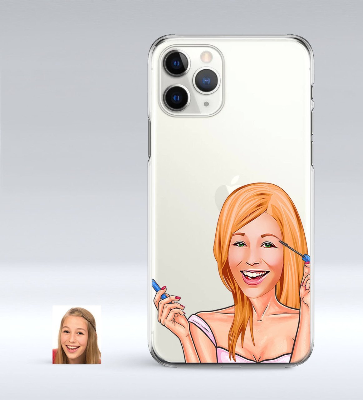 Kişiye Özel Bayan Karikatürlü iPhone 11 Pro İnce Şeffaf Silikon Telefon Kapağı-21