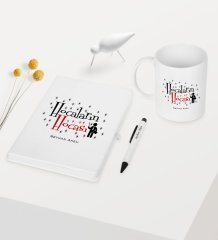 Kişiye Özel Hocaların Hocası Temalı Beyaz Defter Kalem Kupa Seti - 1