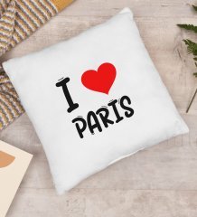 BK Gift I Love Paris Tasarımlı Yastık - Model 1