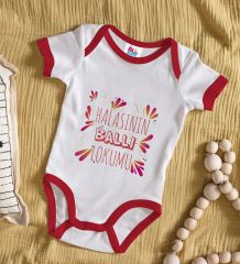 BK Kids Halasının Ballı Lokumu Tasarımlı Kırmızı Bebek Body Zıbın-1