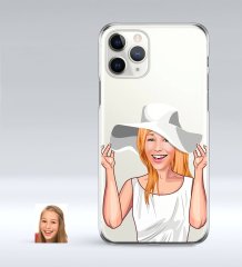 Kişiye Özel Bayan Karikatürlü iPhone 11 Pro İnce Şeffaf Silikon Telefon Kapağı-20