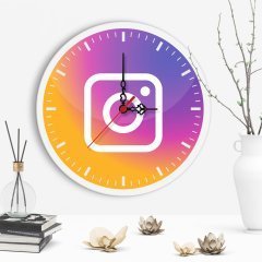 Dekoratif Instagram Tasarımlı Ahşap Duvar Saati