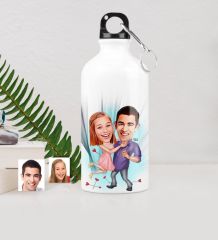 Kişiye Özel Sevgili Çift Karikatürlü Metal Suluk (500 ml.) 3